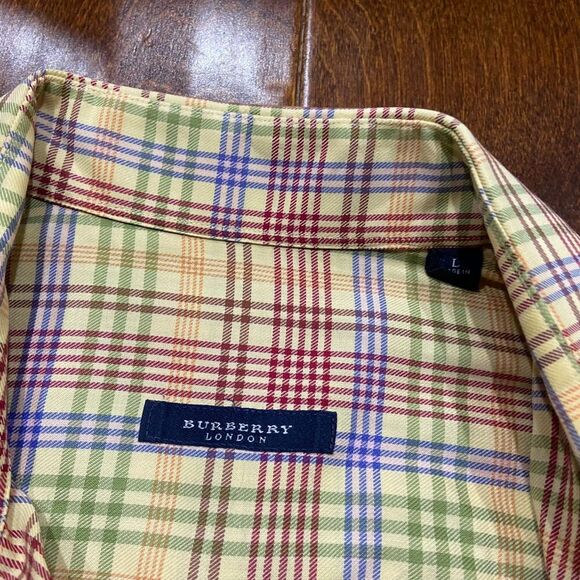 Burberry London Regular Fit Casual Plaid Multicolor Button Front Shirt Size L - Picture 6 of 8
